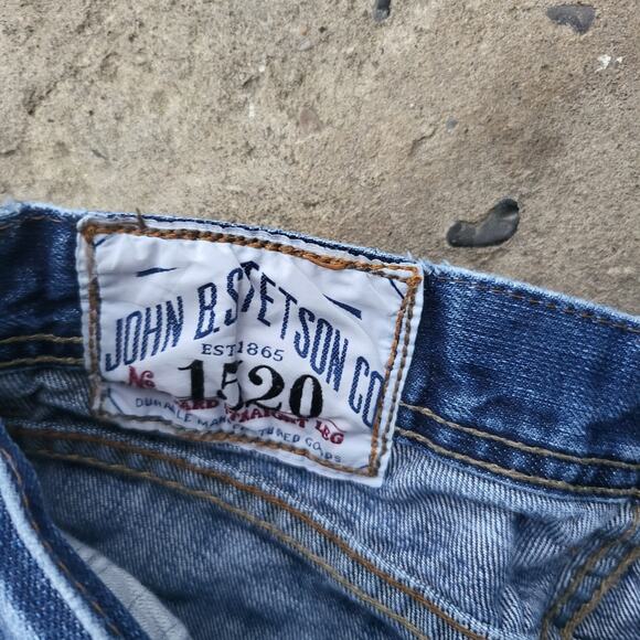 Stetson Western Jeans 28x34 Blue Pants Distressed Dark Faded Retro 1520 - Picture 5 of 9